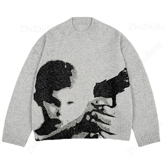 Japanese Designer Punk Print newest Sweater