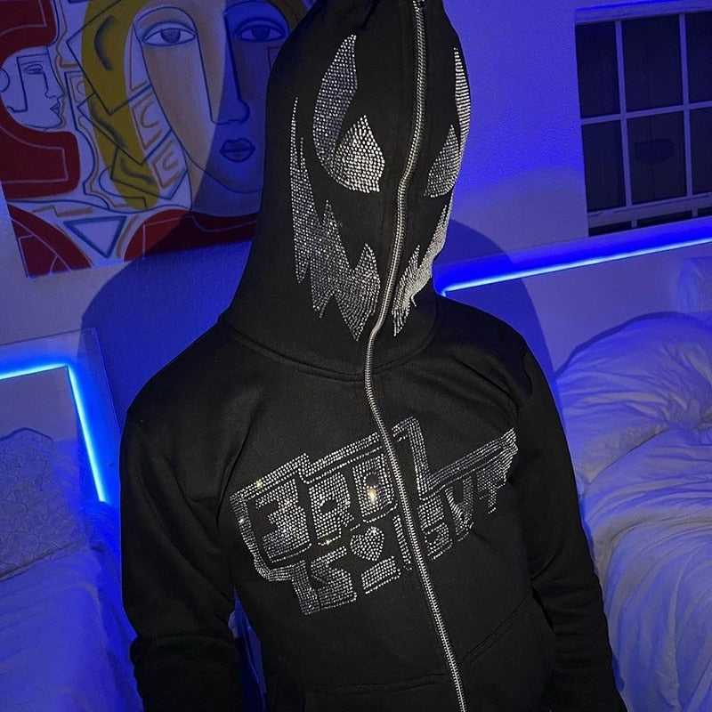 Full zip up hoodie over online face